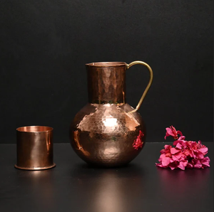 Our Copper <b>Kettle</b> with Lid cum Glassis a perfect fusion of style and functionality designed to enhance your beverage experience - Product Image 1