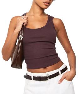 Camiseta sin mangas cómoda con cuello redondo para mujer, estilo largo Sexy versátil para entrenamiento y uso diario, hecha de tela de algodón suave - Product Image 5