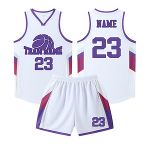 Camiseta de baloncesto de equipo de escuela secundaria juvenil con cuello en V transpirable de malla personalizada, uniformes de baloncesto, Kit de camisetas de baloncesto - Product Image 2