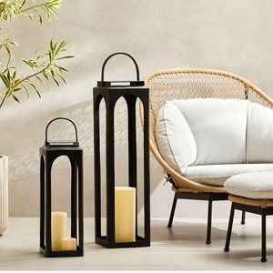 Lanterne en métal de style moderne Lanterne de sol pour camping intérieur/extérieur avec verre Lanterne décorative pour la maison de Noël - Product Image 3