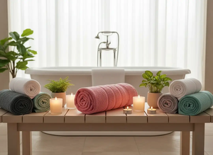 Eco-Friendly Large Plush <b>Bath</b> <b>Towel</b> <b>Set</b> Soft Turkish Cotton Quick-Dry Plaid Embroidered Design Antimicrobial Child-Proof for - Product Image 2