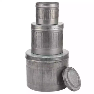 Ensemble de 3 boîtes de rangement de cuisine conteneur de stockage de sucre café bidon décoratif en métal bidon rond en métal galvanisé - Product Image 1