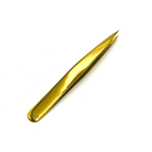 Pinzas para cejas puntiagudas Chapado en oro Logotipo personalizado Acero sostenible Puntas puntiagudas Pinzas para cejas - Product Image 1