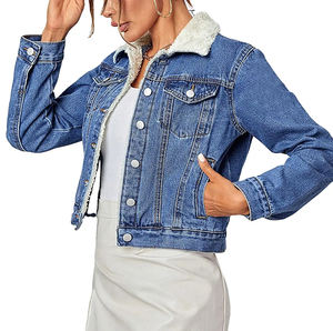 Veste jeans intérieure en fourrure synthétique pour femmes Prix veste en jean pour femmes avec logo personnalisé et style streetwear décontracté Prix bon marché pour femmes - Product Image 6