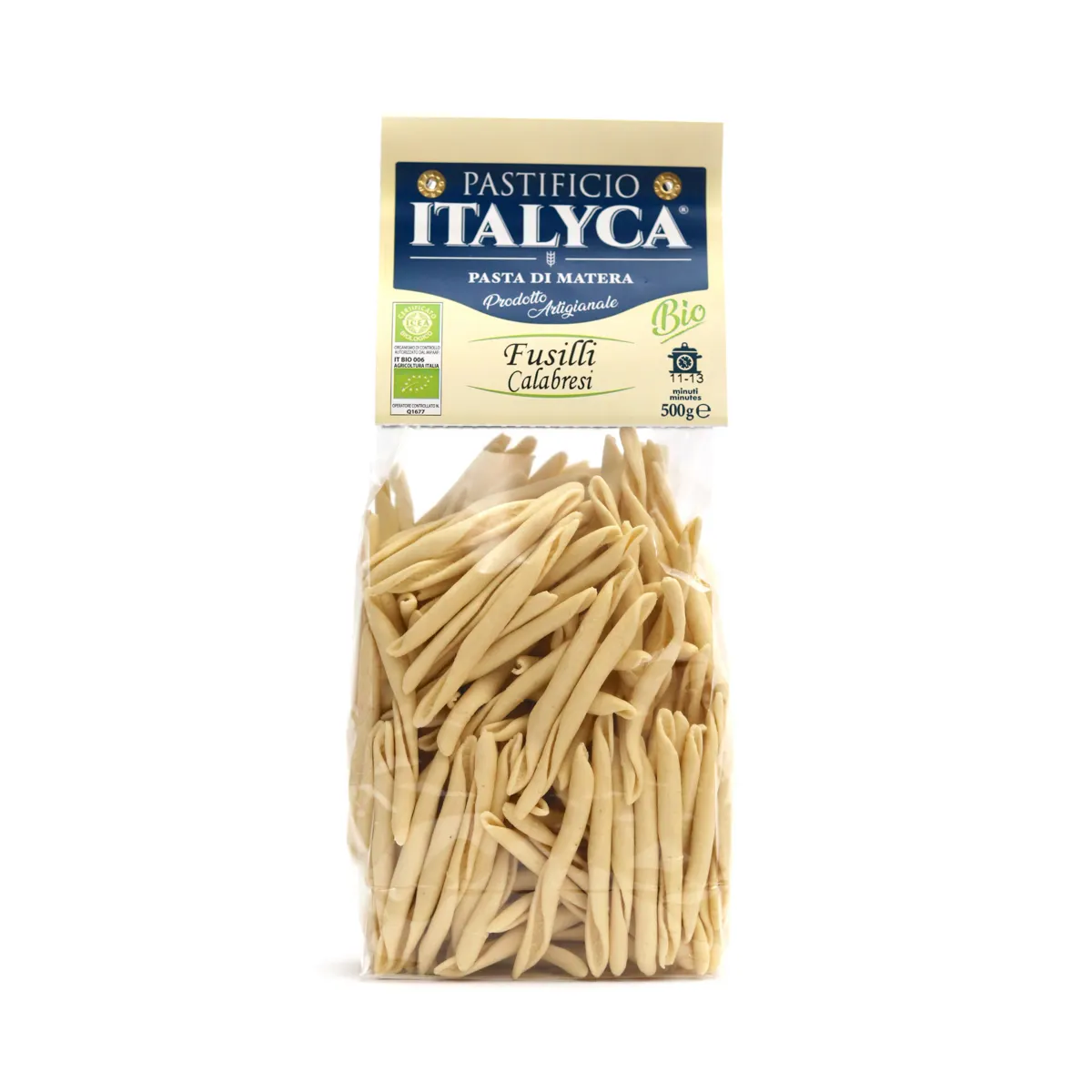 top quality mediterranean fusilli calabresi 500g certified organic artisanal pasta made from 100% italy