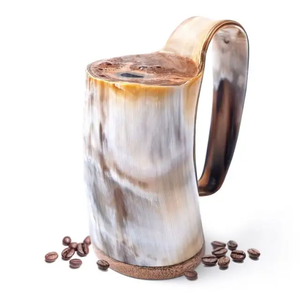 Taza de cuerno de búfalo natural de alta calidad con asa, ideal para cerveza, vino y café. Taza de cuerno para beber en venta. - Product Image 3