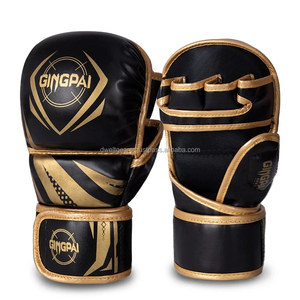 Gants de boxe Sanda en cuir PU respirant à fermeture auto-agrippante, design demi-doigts, logo personnalisé, OEM, prix usine - Product Image 2