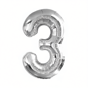 Ballon de fête Love Balloon Numero Silver N3 100cm 12 pcs Bag - Product Image 2