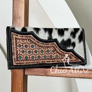 Portefeuille en cuir occidental sculpté à la main, pochette, étui de téléphone élégant, demi-cuir de vachette, portefeuille de couleur marron, nouvel arrivage - Product Image 1