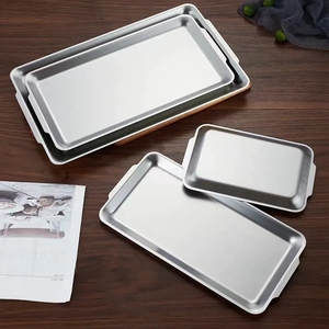 Bandejas de Servicio Personalizadas de Acero Inoxidable, Platos Rectangulares para Servir Alimentos, Platos Metálicos para Cocina y Buffet - Product Image 2