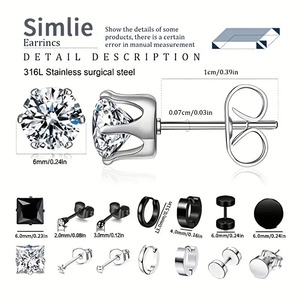 Boucles d'oreilles créoles CZ en acier inoxydable plaqué or à la mode pour hommes à la mode Style punk hypoallergénique vêtements polyvalents - Product Image 3