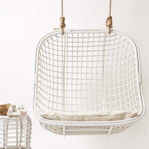 Cómodo Columpio de ratán, antiguo patio desenrollado, sillas colgantes de madera con cojín, asiento, colchón - Product Image 3
