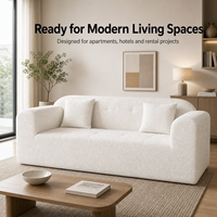 Maßgefertigtes Weißes 3-Sitzer Komprimiertes Sofa Moderner Strukturierter Stoffbezug Umweltfreundlich Modular für Wohnzimmer Apartment Hotel