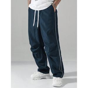 Pantalon de survêtement à jambe droite en polyester vierge avec fermeture éclair latérale pantalon de jogging Baggy pantalon évasé pour hommes - Product Image 4