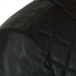 Chaqueta de Cuero 100% de piel de cordero auténtica acolchada para mujer moderna, chaqueta de cuero acolchada negra con cremallera negra para mujer, - Product Image 4