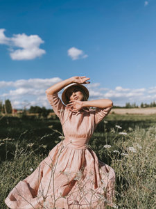 Mùa hè mộc mạc ăn mặc cho phụ nữ quần áo smock lãng mạn ăn mặc bán buôn Chất lượng cao thời trang maxi Linen tiểu lõi - Product Image 2