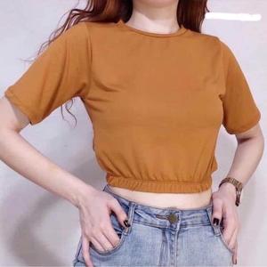 Tops cortos de cuello redondo de algodón de secado rápido para mujer de verano 2024, camisetas casuales con patrón estampado, precio al por mayor frontal, Bangladesh - Product Image 3