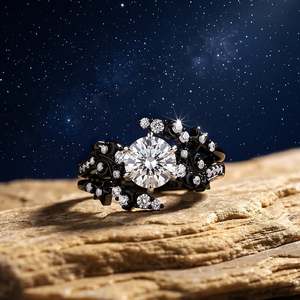 ชุดแหวนพระจันทร์และดวงดาว Jeulia Luna Astra Black Bypass - Product Image 4