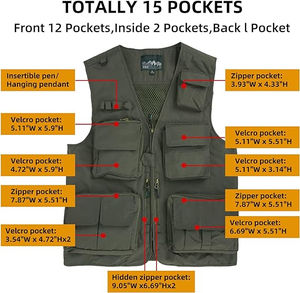 Gilet surdimensionné pour homme en coton personnalisé, style journaliste de la jungle, chasse, appareil photo, avec plusieurs poches pour un usage décontracté en hiver - Product Image 5