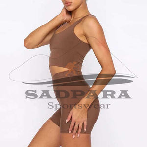 Ropa Deportiva para Mujer con Logotipo Personalizado, Conjunto de 2 Piezas de Algodón Transpirable, Shorts de Yoga Acanalados, Top Corto, Ropa Deportiva sin Costuras - Product Image 2