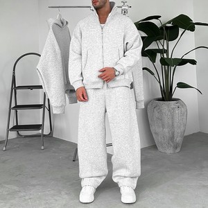 Custom Deign Flared <b>Sweatpants</b> and Hoodies <b>Set</b> 400GSM Thick Polyester Cotton Sweat suit Oversized Tracksuit - Product Image 3