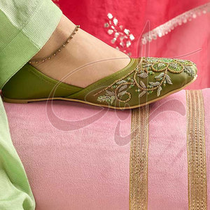 Elegantes Zapatos Khussa Verdes para Mujer, con Estampado de Moda, Suela Antideslizante, para Todas las Temporadas - Product Image 5