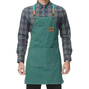 Luxury Adjustable <b>Canvas</b> Leather <b>Aprons</b> Kitchen Accessories Chef Cooking Washable <b>Apron</b> With Pockets Custom - Product Image 3