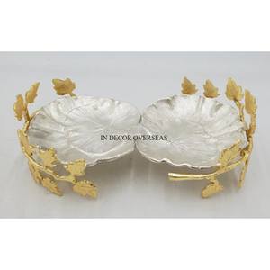 Modern Creative Gold Plated Metal Table Centerpiece Unique <b>Silver</b> Shiny Polished Decorative <b>Bowl</b> for Home or Hotel - Product Image 3