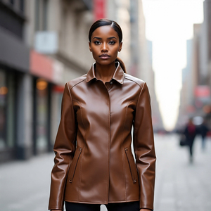 Chaquetas de invierno para mujer, chaquetas de moto con cremallera acolchada de cuero de piel de oveja | Chaqueta de cuero de piel de vaca con cremallera completa informal para mujer - Product Image 5