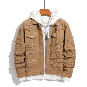 Veste en gros de haute qualité pour hommes Personnaliser les vestes en denim de coton biologique pour hommes Jeans à capuche délavés décontractés Vestes pour hommes - Product Image 1