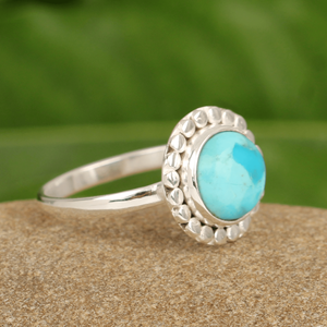 Belle bague en turquoise naturelle d'Arizona, argent sterling 925, bijoux bohèmes navajo, pierre précieuse faite à la main, cadeaux de fiançailles et de mariage - Product Image 2
