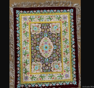 Zari Embroidery <b>Wall</b> Hanging Elegant Rectangle Home Decorative Accent <b>Fabric</b> Material Exquisite Handcrafted - Product Image 5