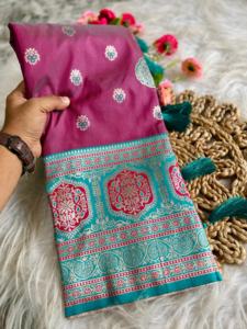 Seda Banarasi de excelente calidad con Sari de diseño tradicional, fabricante y proveedor de la India al precio más bajo - Product Image 3