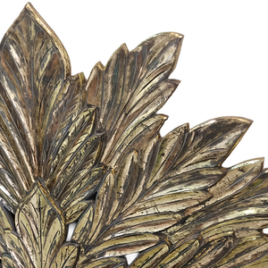 Cabecero de Cama Tallado a Mano con Hoja de Palma Grande, Acabado Dorado, Estilo Marroquí, Decoración para el Hogar de Estilo Costero, Estilos Tropicales, Tallado Tradicional - Product Image 4