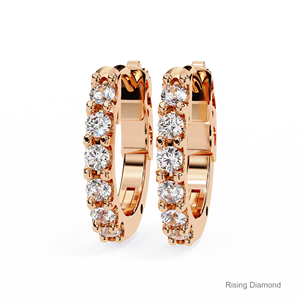 Pendientes de Diamantes Cultivados en Laboratorio, Corte Redondo, 0.92 CTW, Oro Rosa de 14K, Claridad VVS VS, Regalo de Aniversario para Mujer - Product Image 1
