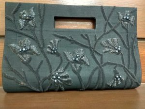 El mejor bolso de mano de lona de moda para mujer con cremallera superior Fashion-Forward Zari bordado Semi piedras preciosas Cadena de perlas decoración de cuentas - Product Image 5