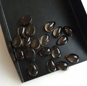 5mm 6mm 7mm Piedra de cuarzo ahumado marrón natural Pera Cabujón con parte posterior plana Proveedor a precio al por mayor Piedras Joyería Tienda Calidad AAA - Product Image 1