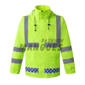 Conjunto de chaqueta y pantalones impermeables de alta visibilidad para hombre, traje de lluvia de alta visibilidad con elementos reflectantes, diseño a prueba de viento - Product Image 1
