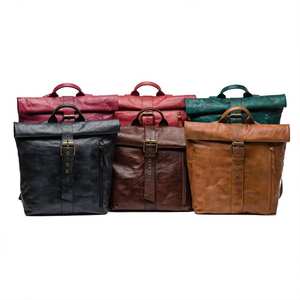 Rolltop Leather <b>Backpack</b> Vintage Travel Rucksack Personalised LRTB-0041E - Product Image 5