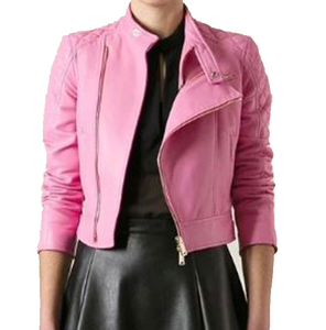 Chaqueta de cuero transpirable de nuevo diseño de invierno 2024 para damas recortada con cremallera y bolsillos interiores estilo moderno OEM disponible - Product Image 2
