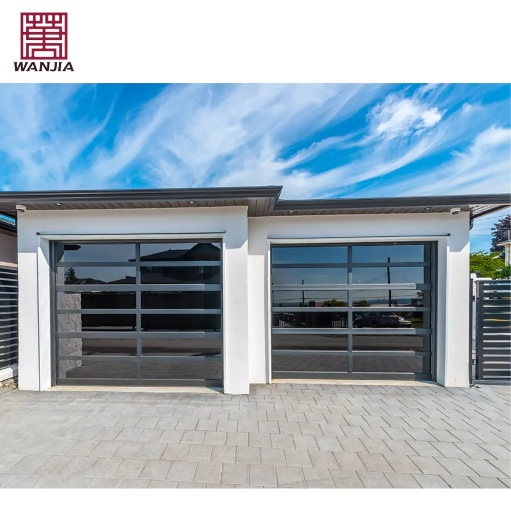 WANJIA 10x7 sectional modern industrial automatic aluminum glass bifold garage door