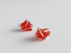 Boucles d'oreilles bohème orange cornaline naturelle clous en argent sterling plaqué or pour les occasions de fête et de cadeau bijoux de pierre de naissance vierge - Product Image 6