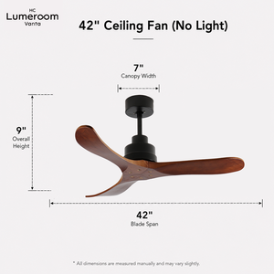 USA In Stock 42 Inch Solid Wood <b>Ceiling</b> Fan Without <b>Light</b> Remote Control Quiet DC Motor Downrod Mount Reversible 6 Speed Indoor - Product Image 4