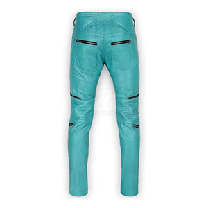 Pantalon en cuir pour hommes de haute qualité 100% pantalon en cuir de vachette original en gros meilleur prix avec impression de logo personnalisé - Product Image 2