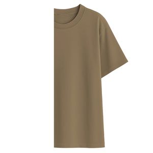 เสื้อยืดแขนสั้นลำลองผู้ชายไซส์ใหญ่ คุณภาพสูง ปรับแต่งโลโก้ได้ สีน้ำตาลอ่อน 220gsm ผ้าฝ้ายออร์แกนิค 100% - Product Image 4