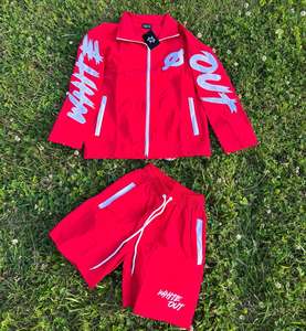 Men Sets Two Piece Custom Windbreaker Shorts and Jacket Tracksuits Reflective <b>Zip</b> up Nylon Two Piece breathable Short Set - Product Image 5
