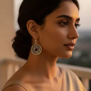 Boucles d'oreilles pendantes tendance pour femmes en argent 925 plaqué or avec améthyste, perle, diamant, zircon, matériau or rose pour cadeau de fête - Product Image 2