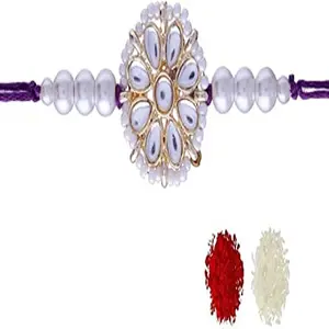 Indian Festival Designer Pearl Beads Nieten Rakhi Armband für Männer/Bruder/Bhaiya für Rakshabhandan
