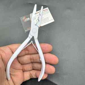 White Matte Stainless Steel Microbeads Raw Hair Extensions Tools Custom Logo Two Hole Applicator Hairs Extension <b>Pliers</b> - Product Image 2