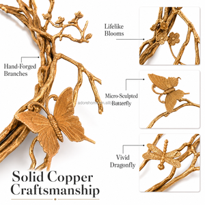 Adore Home M3006 <span class=keywords><strong>Specchio</strong></span> da Parete di Lusso in Rame Massiccio con <span class=keywords><strong>Farfalle</strong></span> 3D e Rami, Decorazione Artistica Fatta a Mano per Hotel, Villa e Casa - Product Image 3